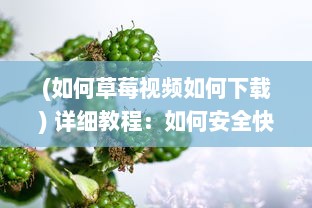 (如何草莓视频如何下载) 详细教程：如何安全快速地获取并使用草莓视频下载链接