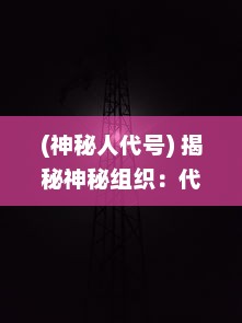 (神秘人代号) 揭秘神秘组织：代号SR的秘密活动和隐藏在黑暗中的真实身份