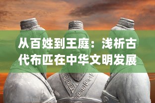 从百姓到王庭：浅析古代布匹在中华文明发展中的角色和影响，布武天下