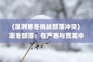 (凛冽寒冬挑战部落冲突) 凛冬部落：在严寒与荒芜中坚守信仰和希望的勇士们的生存奇迹