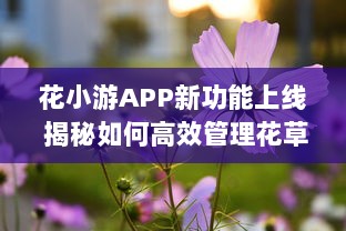 花小游APP新功能上线 揭秘如何高效管理花草，让爱花人士轻松养花。