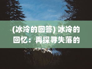 (冰冷的回答) 冰冷的回忆：再探寻失落的岁月与思念的痕迹，零下记忆2