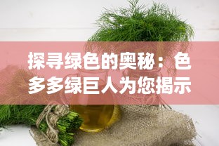 探寻绿色的奥秘：色多多绿巨人为您揭示健康饮食的秘诀与可能性 v5.2.2下载