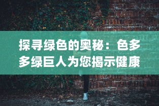 探寻绿色的奥秘：色多多绿巨人为您揭示健康饮食的秘诀与可能性