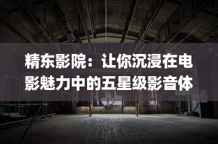 精东影院：让你沉浸在电影魅力中的五星级影音体验之地