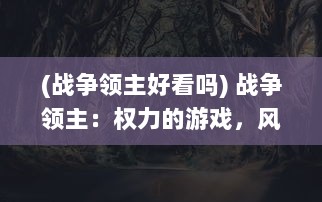 (战争领主好看吗) 战争领主：权力的游戏，风云变幻中的荣耀和危机