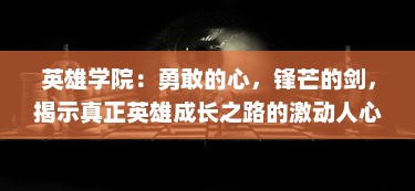 英雄学院：勇敢的心，锋芒的剑，揭示真正英雄成长之路的激动人心的冒险故事