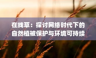 在线草：探讨网络时代下的自然植被保护与环境可持续发展策略 v0.4.9下载