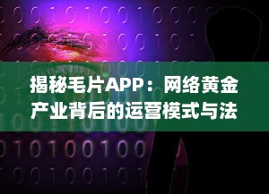 揭秘毛片APP：网络黄金产业背后的运营模式与法律风险 v4.7.0下载